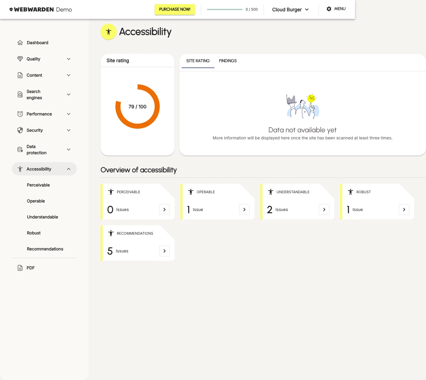 Webwarden accessibility scan results